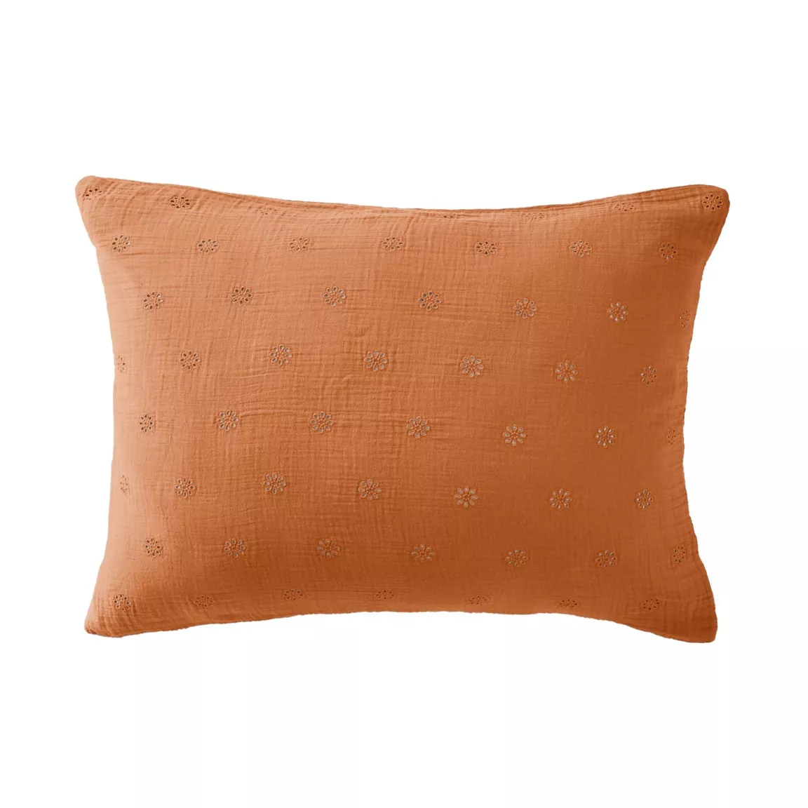Taie d'oreiller rectangulaire gaze de coton (50 x 70 cm) Gaïa Boho Abricot