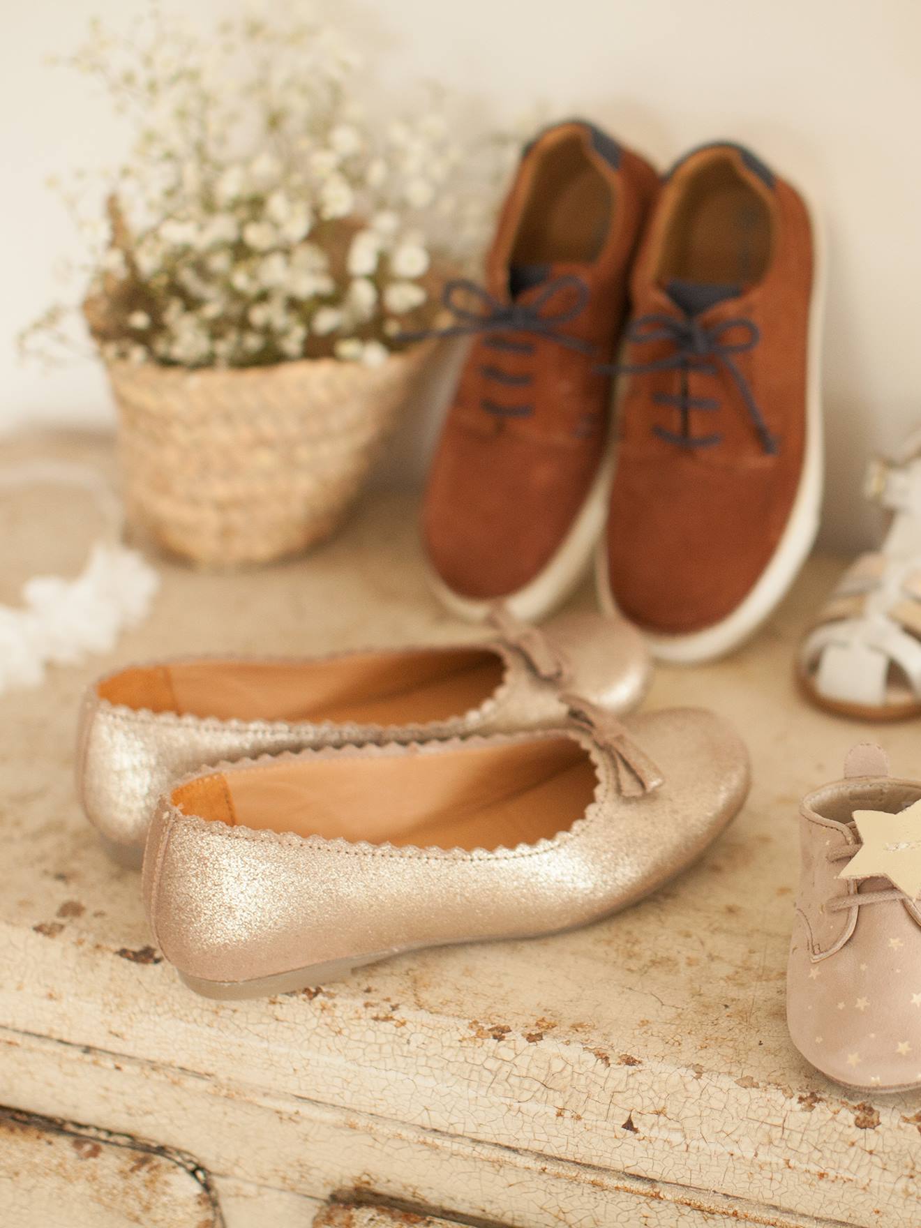 Sapatilhas de ballet rosa de couro para meninas