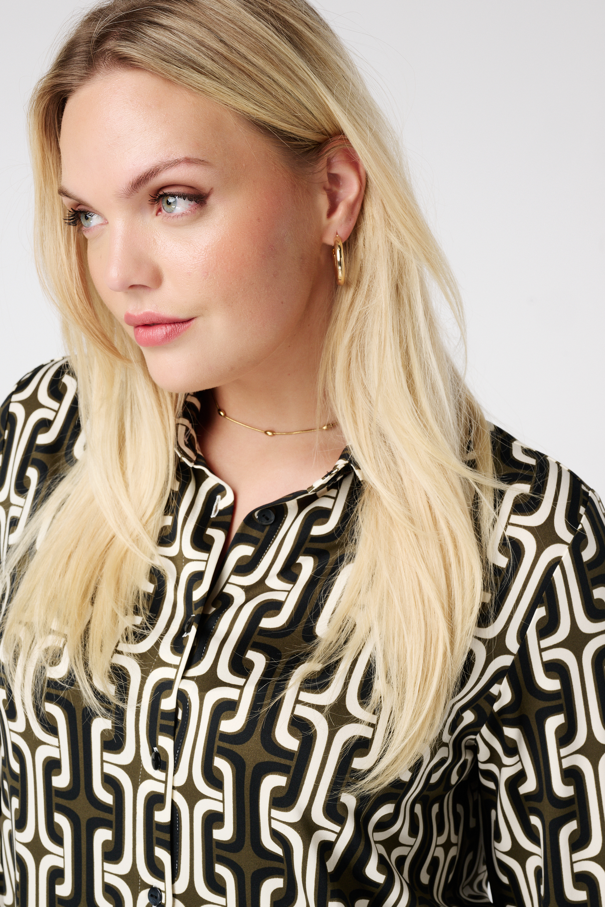 Lange blouse met print Multi Khaki