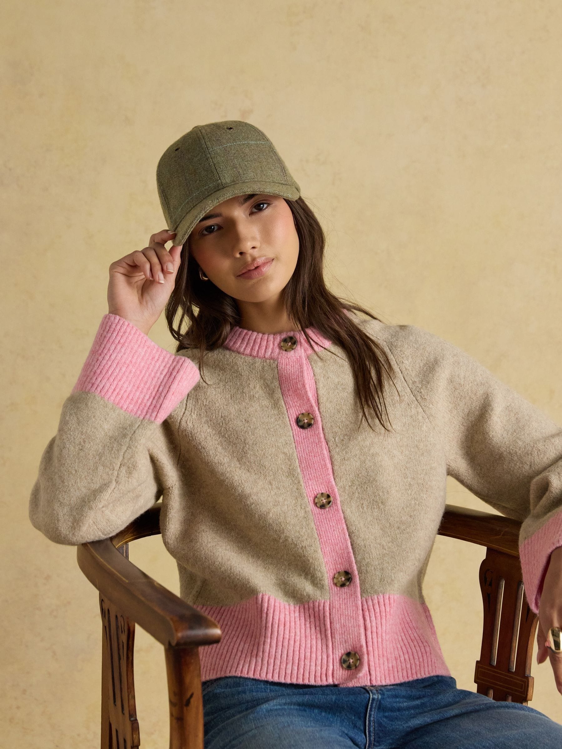 Groen - Joules Uniseks Perry Tweed Baseball Pet