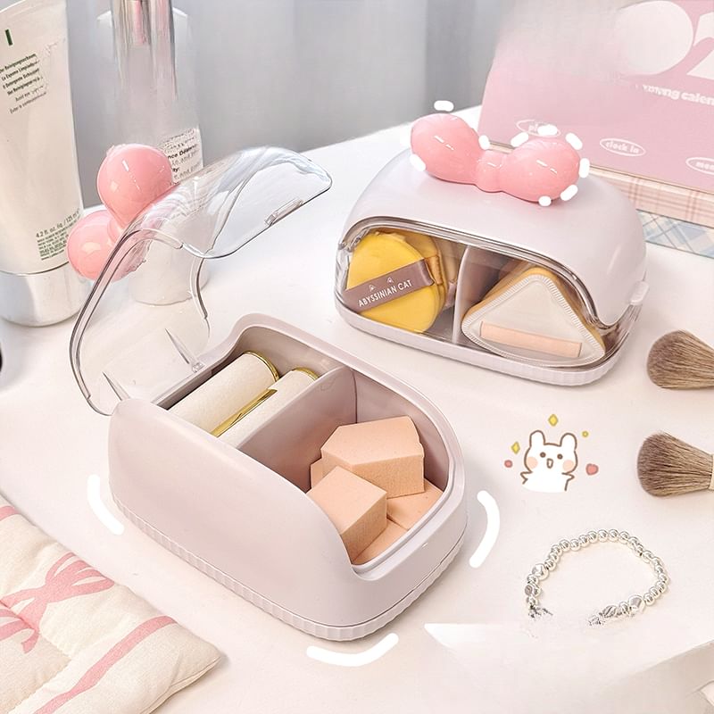 Yunikon - Plastic make-up opbergdoos / strik met zelfklevende decoratie / set