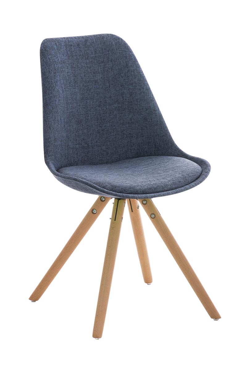 CLP Retrostuhl PEGLEG mit Stoffbezug I Gepolsterter Schalenstuhl mit Holzbeinen und einer Sitzhöhe 46 cm