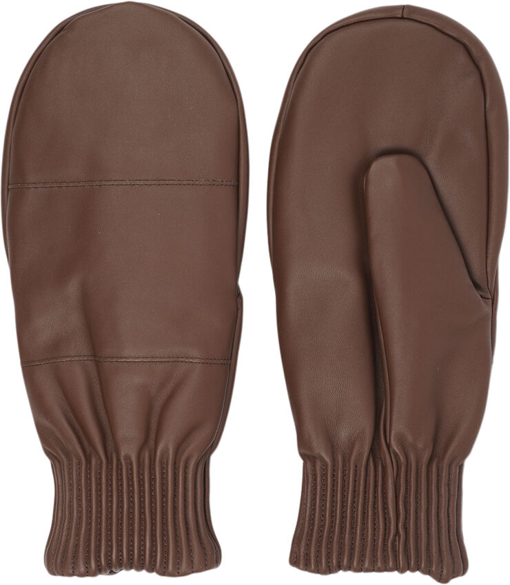 Lovelies BERGAMO - THICK LEATHER MITTENS W/ FLEECE LINING Dark brown
