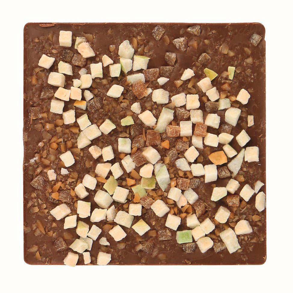 Tablette chocolat au lait, pomme et caramel au beurre salé