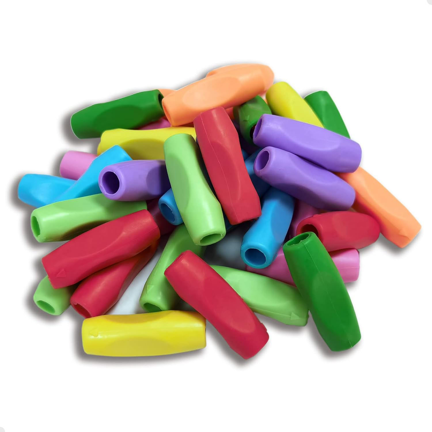 (10er Set) Silikon Schreibhilfe Stift Griff Schreibgeräte Grip für Kinder   Erwachsene - Assortiert