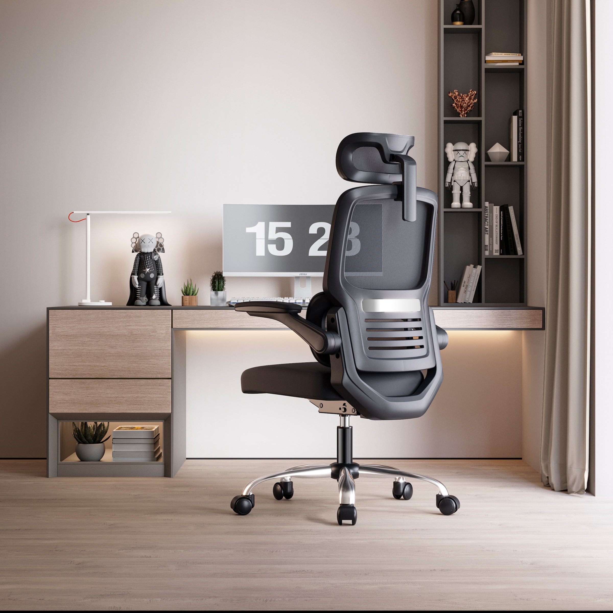 PLACES OF STYLE Bürostuhl »FABION« () mit Lordoseunterstützung, verstellbare Kopfstütze, klappbare Armlehnen