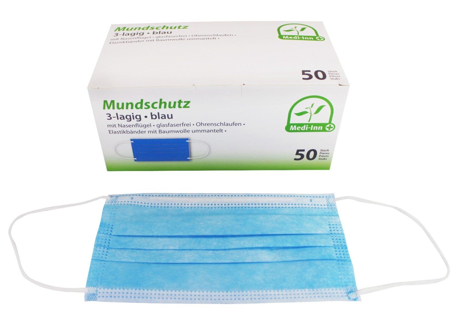 Medi-Inn Mundschutz Atemschutz mit Elastikbändern Typ II 3-lagig