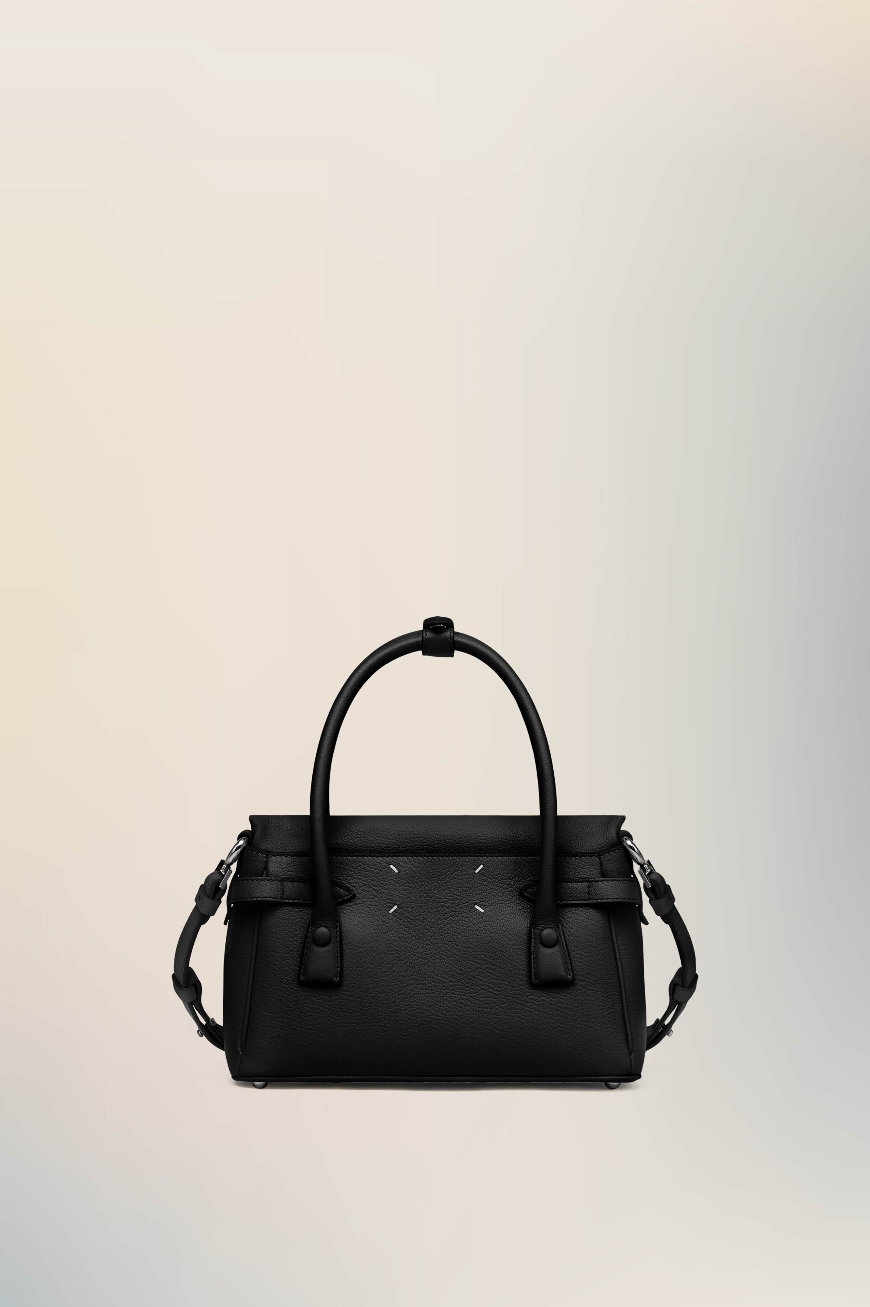 Black Leather 5AC East West Small Handbag Noir