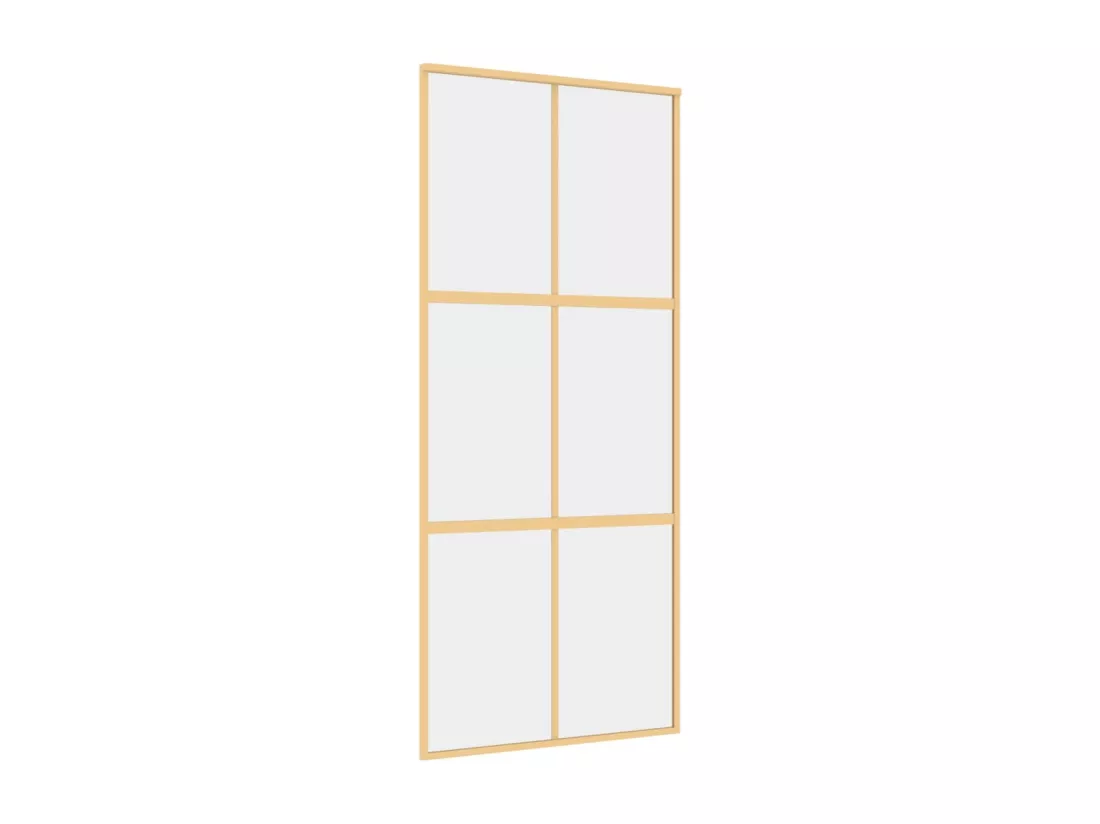Porte coulissante doré 90x205 cm verre ESG clair et aluminium
