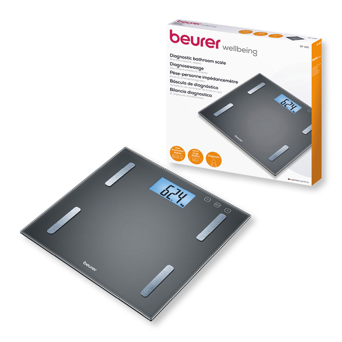 Beurer Pèse-personne & Impédancemètre 5 niveaux anthracite