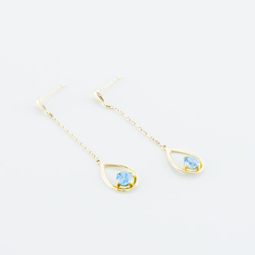 Boucles D'oreilles Pendantes Or Jaune Ossian Topaze