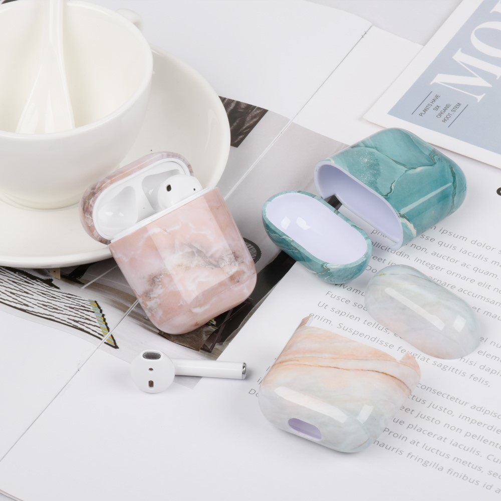 AirPods (1. & 2. Generation) Hardcase Schutzhülle Abdeckung Marble Marmor - Rosa
