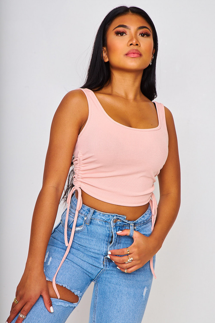 Crop top à fronces sur les côtés