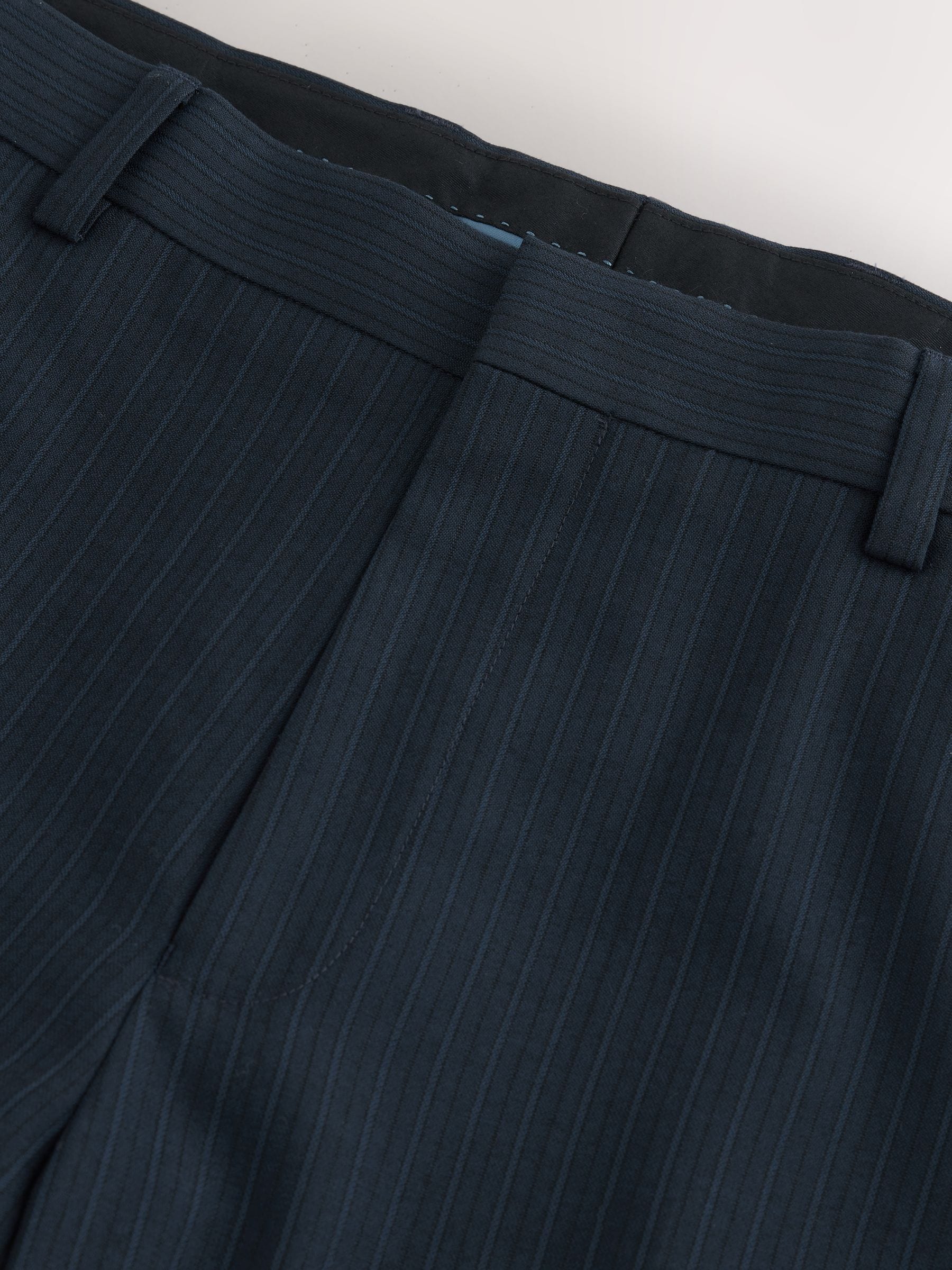 Donkerblauw - Slim-fit gestreepte kostuumbroek