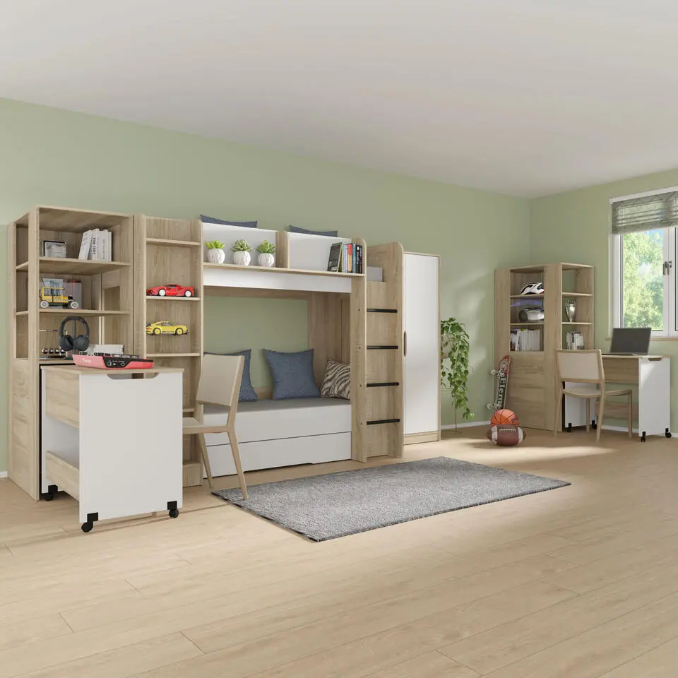 Rek met bureau Samoa-Fuji 165cm sonoma eik / mat wit