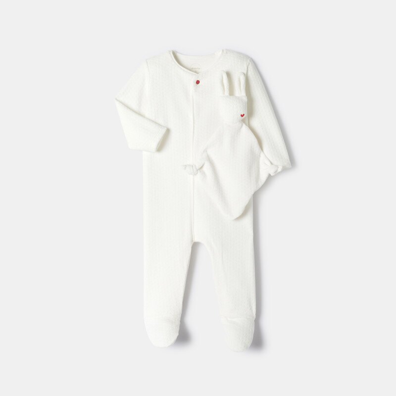 Coffret pyjama et doudou en velours blanc naissance Absorba Blanc