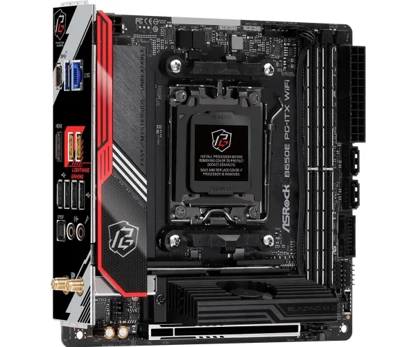[OUTLET] - ASRock B650E PG-ITX WiFi - Bundkort - mini ITX - Socket AM5 - AMD B650 Chipset - USB 3.2 Gen 1, USB 3.2 Gen 2, USB-C 3.2 Gen2, USB-C 3.2 Gen 2x2 - Bluetooth, 2.5 Gigabit LAN, Wi-Fi 6 - onboard grafik (CPU påkrævet) - High Definition Audio