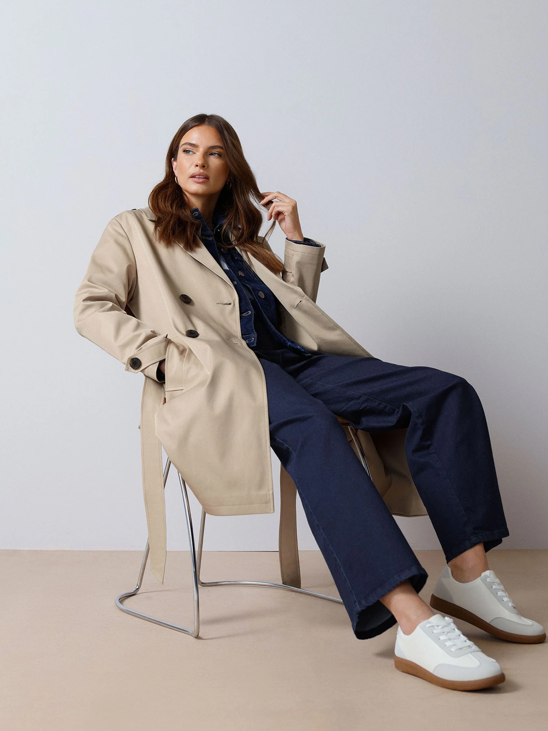 M&Co Dipped Back Trench Coat