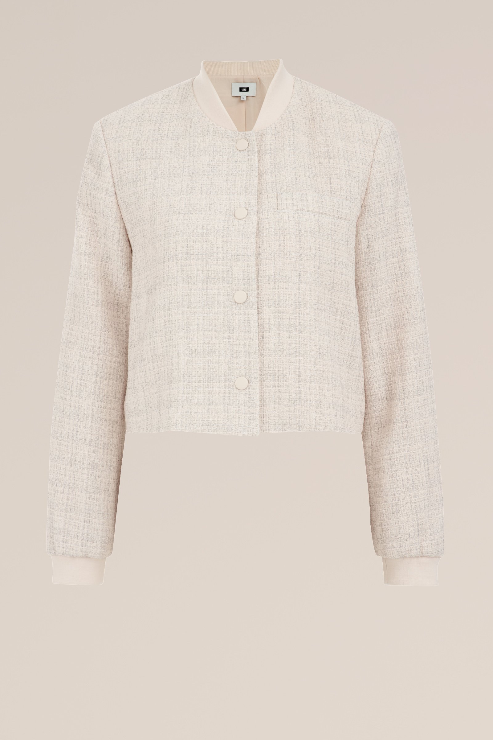korte blazer met structuur WE Fashion Gebroken wit