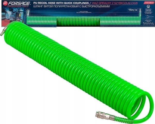 Forsage Spiralslange med hurtigkoblinger 14mm x 15m