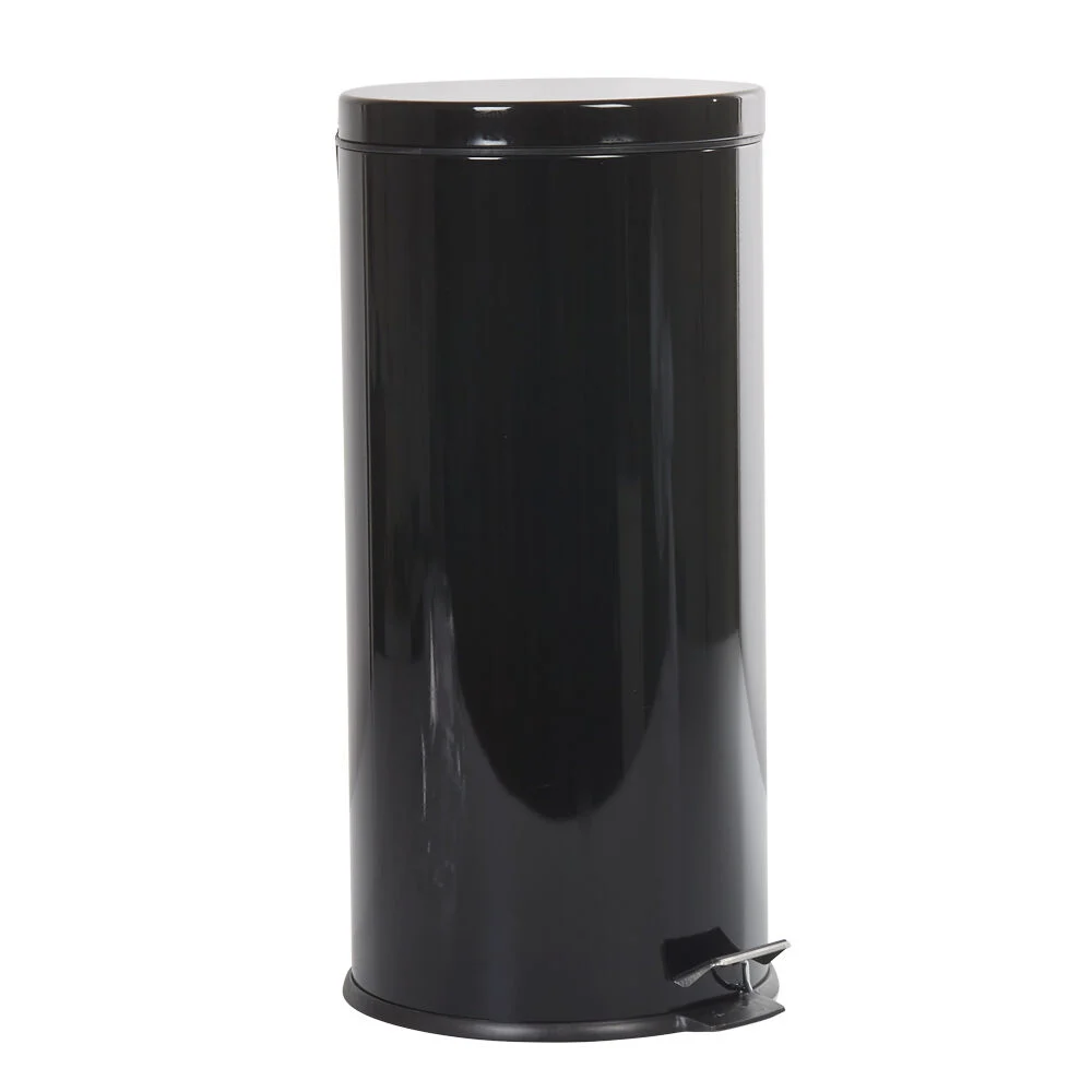Poubelle ronde pédale noir 30L