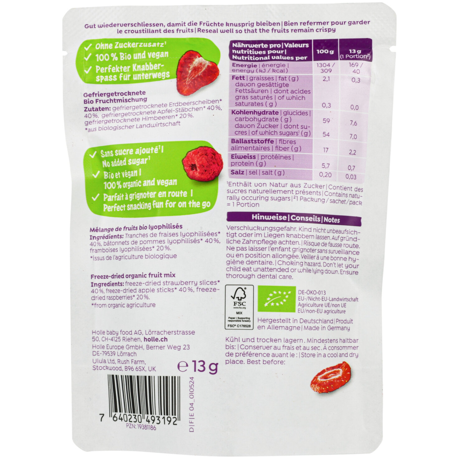 Holle Gefriergetrockneter Frucht-Mix 36+ Monate