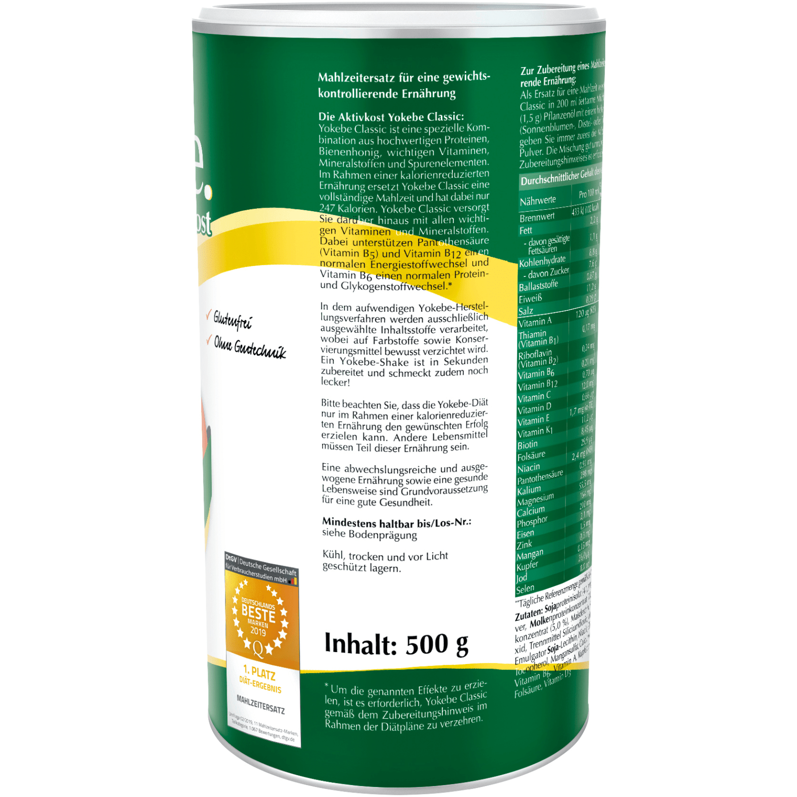 Yokebe Aktivkost Classic Pulver (500g)