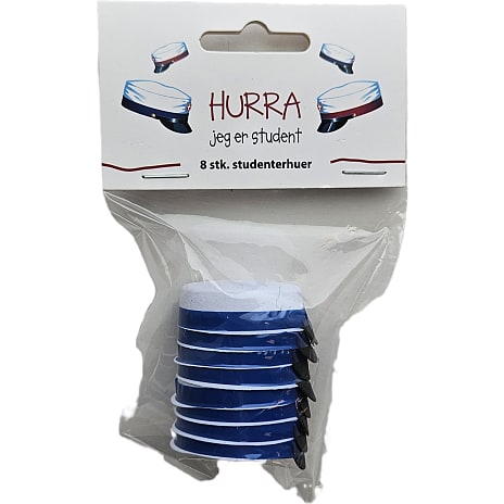 Studenter mini huer 2,5 cm 8-pak - blå