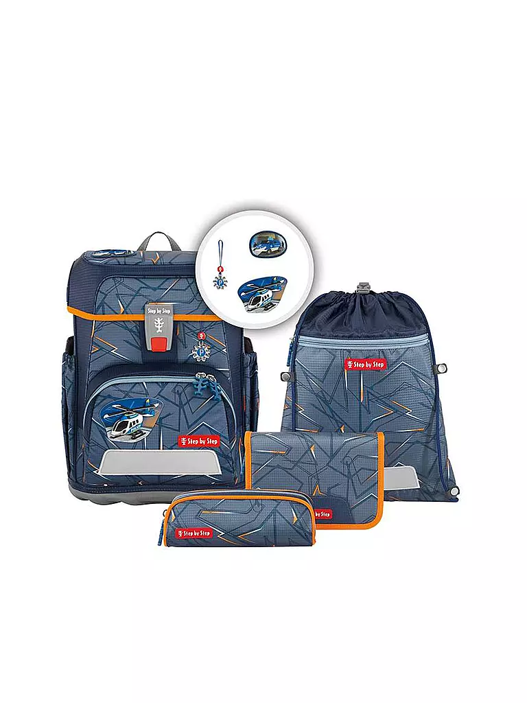 STEP BY STEP Schultaschen Set 5tlg CLOUD Helicopter Sam  grau