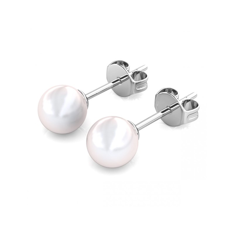Boucles d'oreilles Full Moon Pearl - Argenté et Cristal