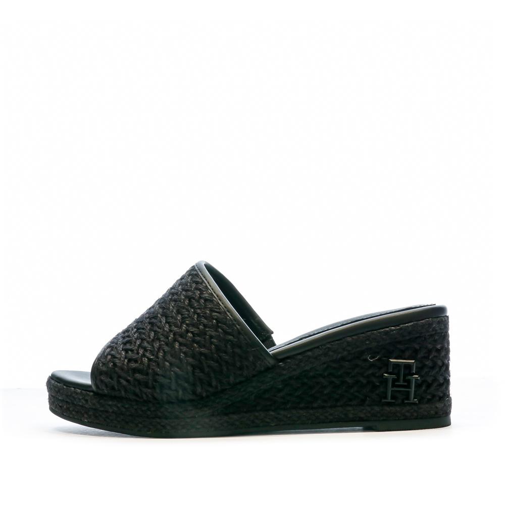 Tommy Hilfiger Sandales Noires Femme Tommy Hilfiger Rope Wedge