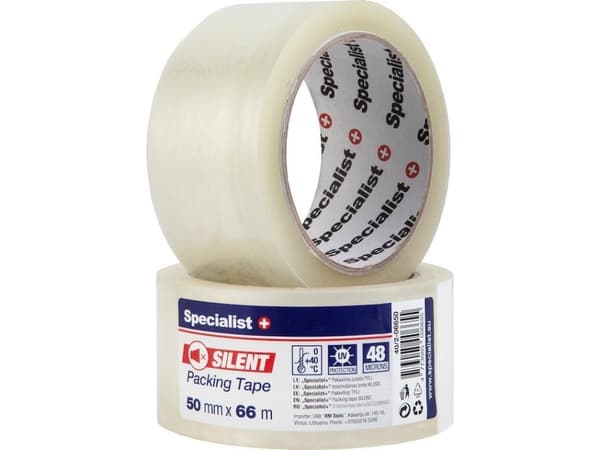 SPECIALIST+ transparent adhesive tape, 50 mm x 66 m