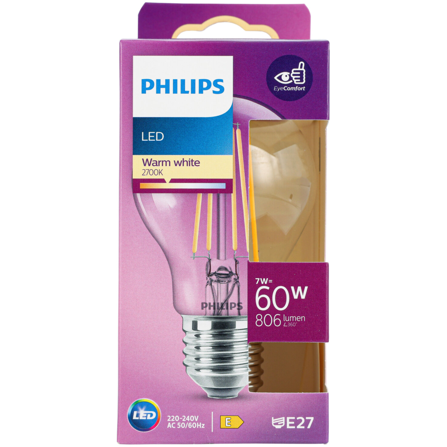Philips LED-Kolben E27 warmweiss 7 W