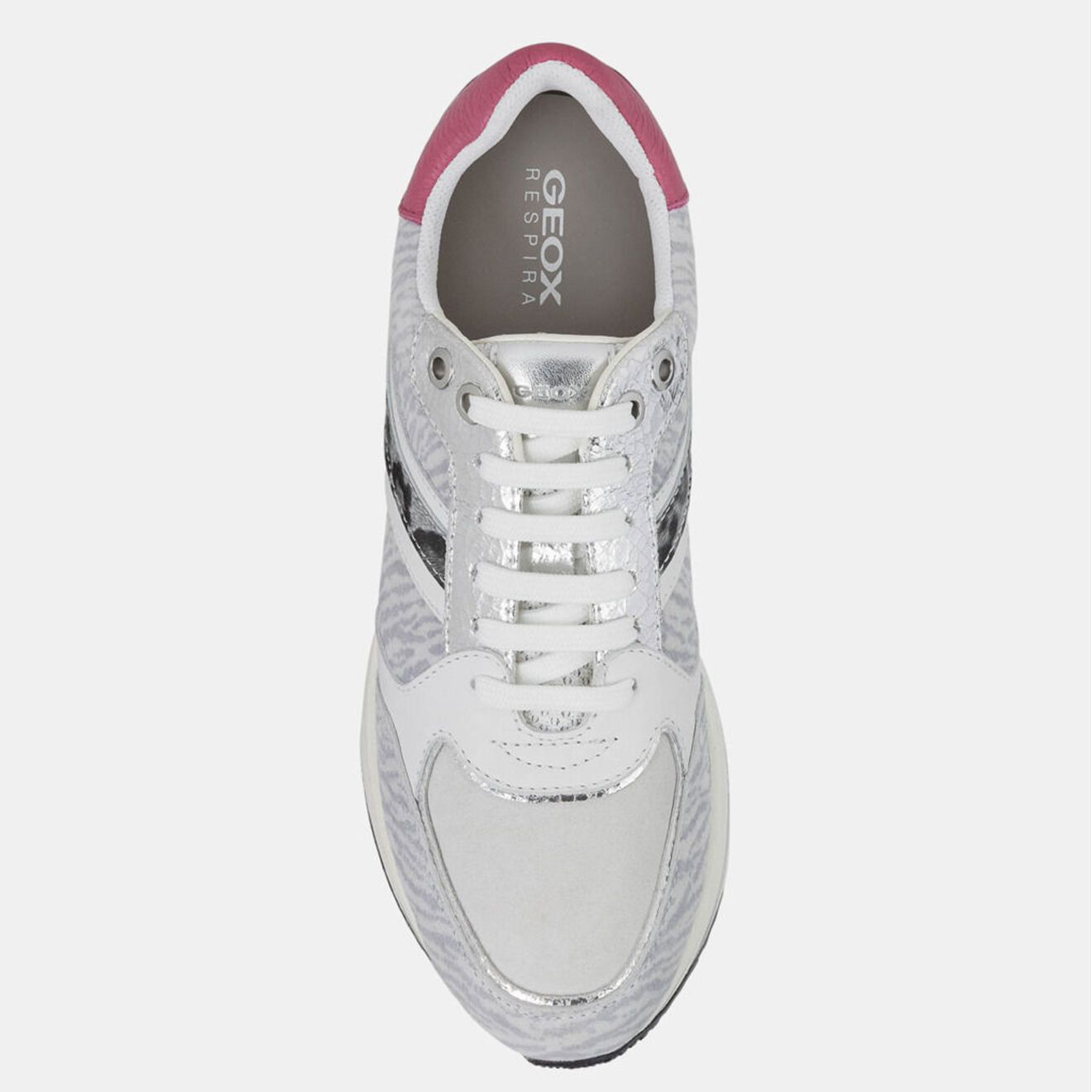 Geox Baskets en Cuir Kency gris/rose