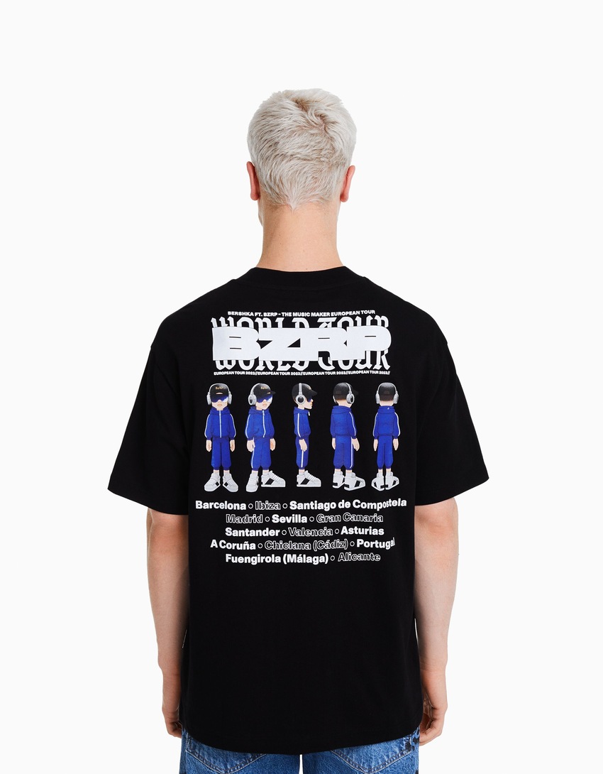 Camiseta boxy fit com estampa BERSHKA ft. BIZARRAP