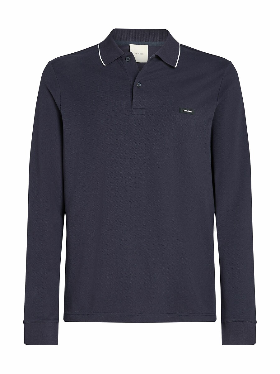CALVIN KLEIN<br>Camisa polo de manga comprida, piqué elástico