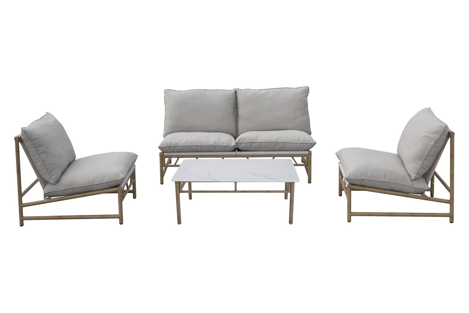 Vega utesofagruppe Bambusmønstre klakk aluminium/beige puter