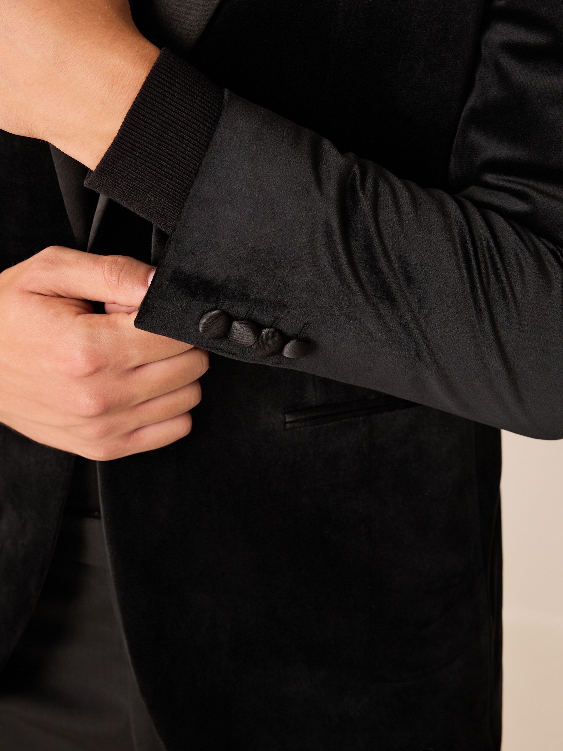 Zwart - Normale Pasvorm - Fluwelen blazer