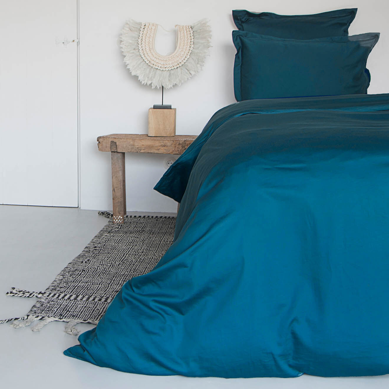 Febronie Home Housse de couette 100% Satin de Coton Julia bleu nuit