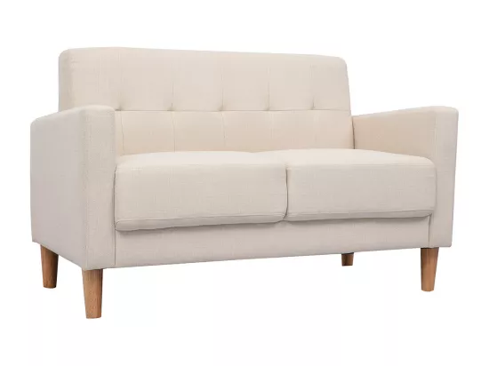 Canapé scandinave 2 places en tissu beige et bois clair MOON