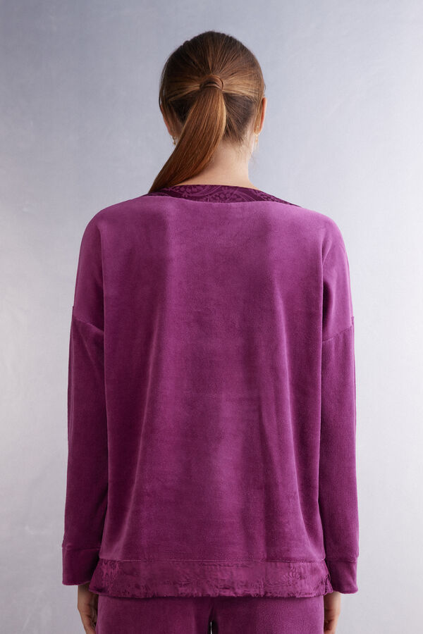 Camiseta de veludo chenille com estampa paisley
