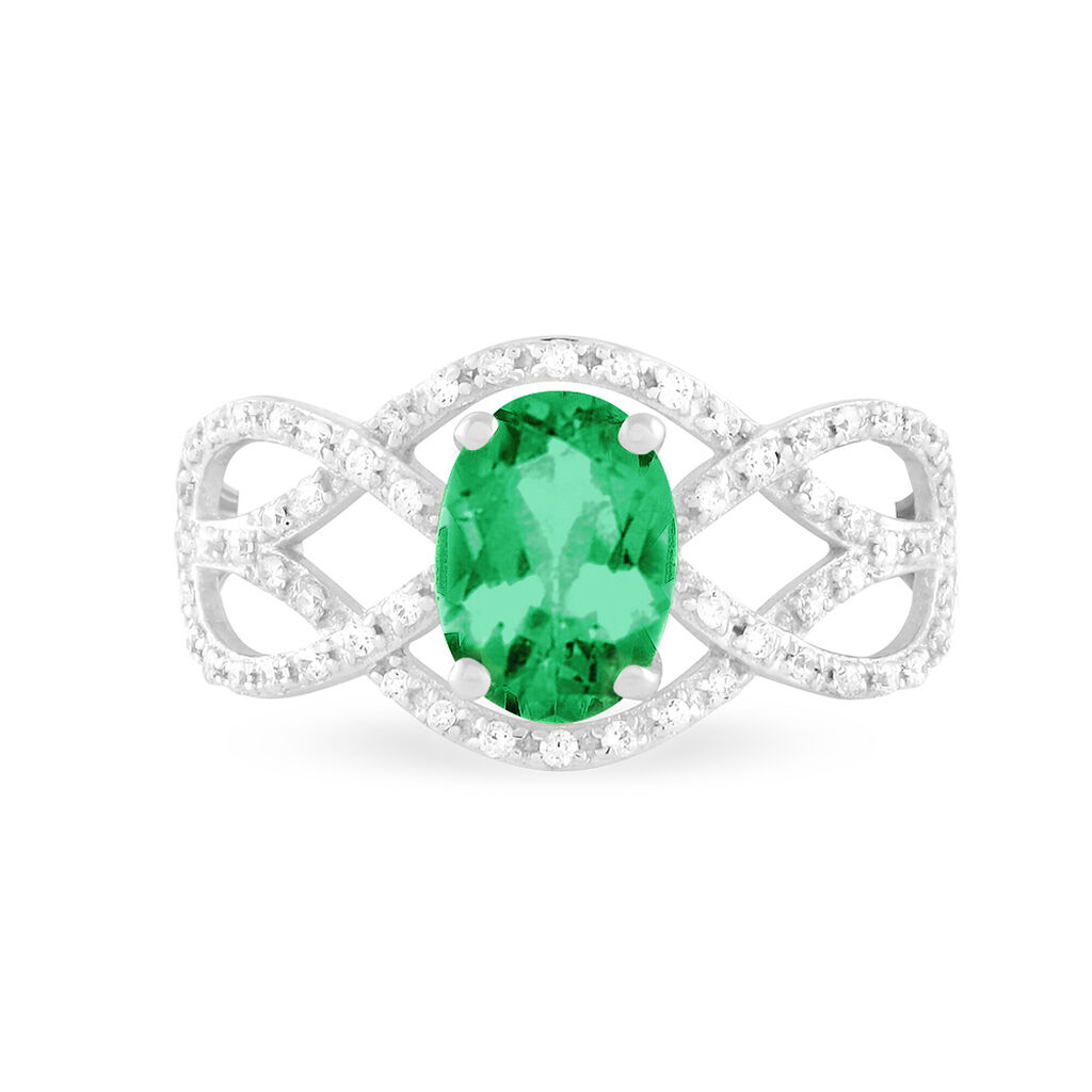 Bague Tina Or Blanc Emeraude Et Diamant