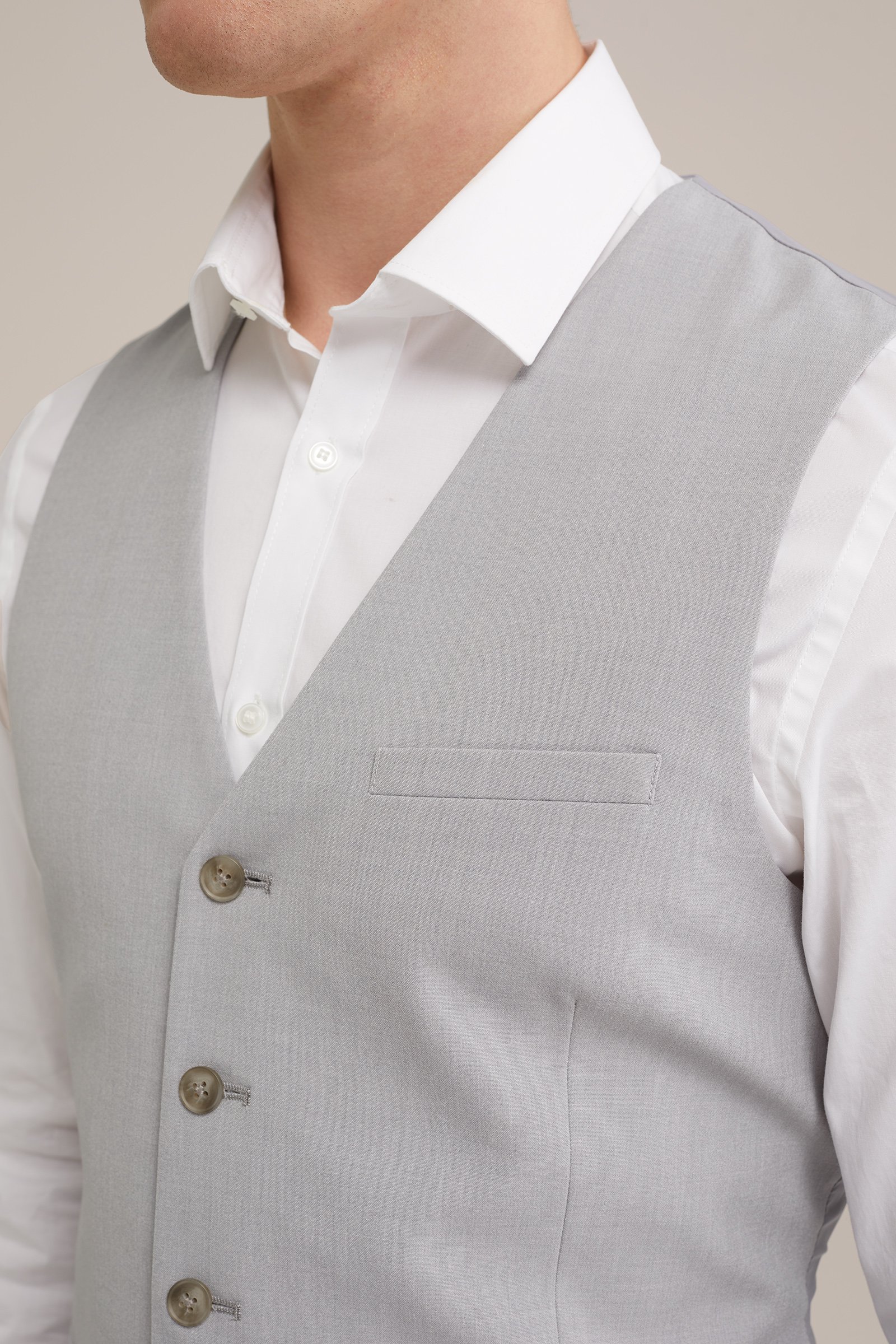 slim fit gilet Fundamentals Lichtgrijs gemeleerd