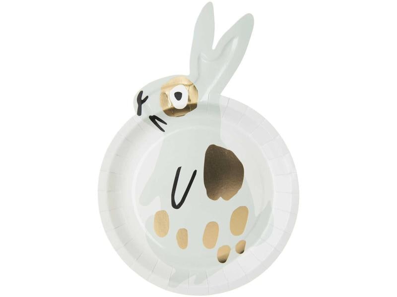 Rico Design Kinderteller Hase, Mint/Gold, 12 Stück Teller Ostern