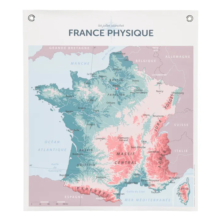 Les Jolies Planches Planche France physique 70x80 cm