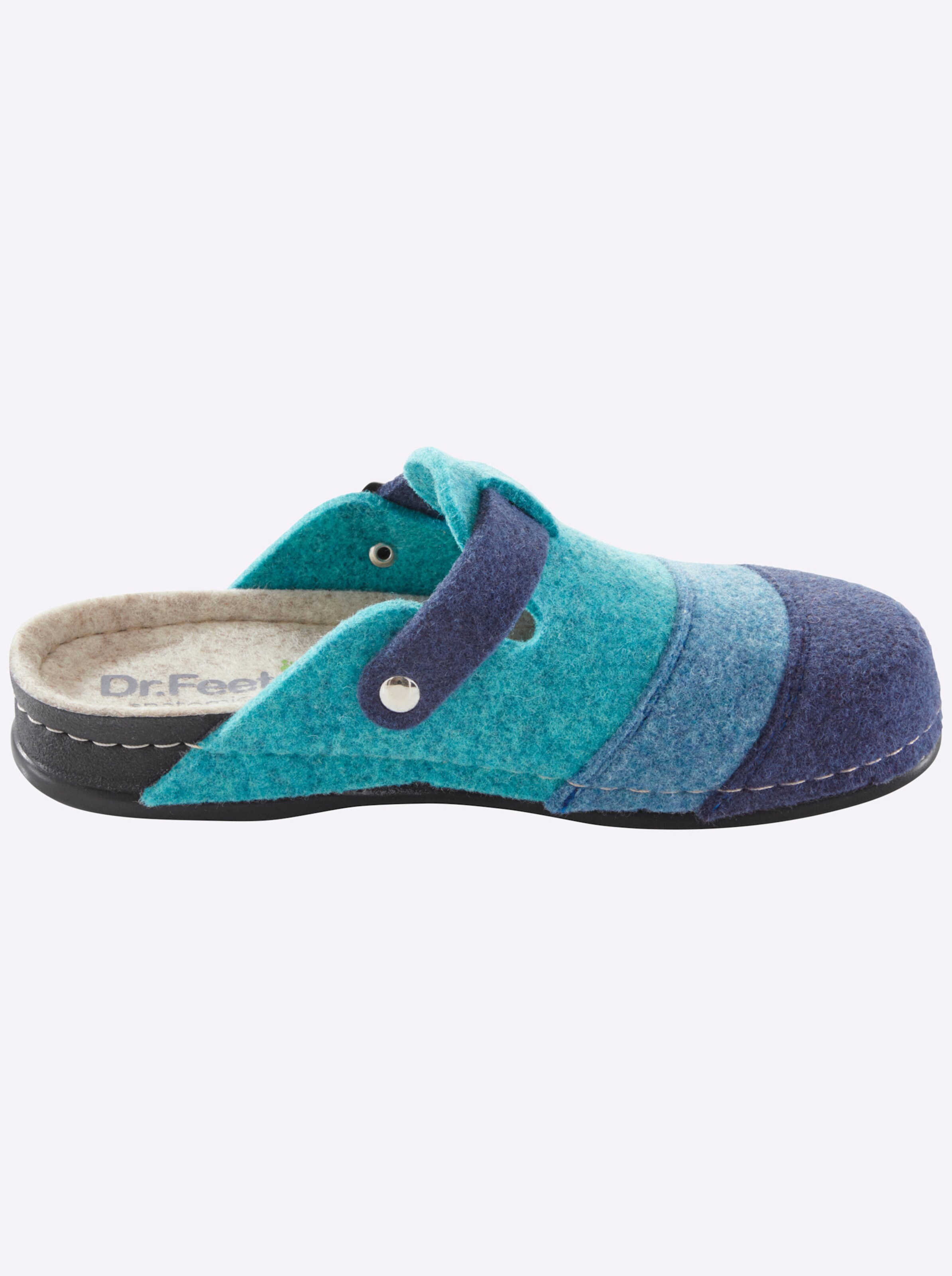 Dr. Feet Hausschuh in blau-gestreift