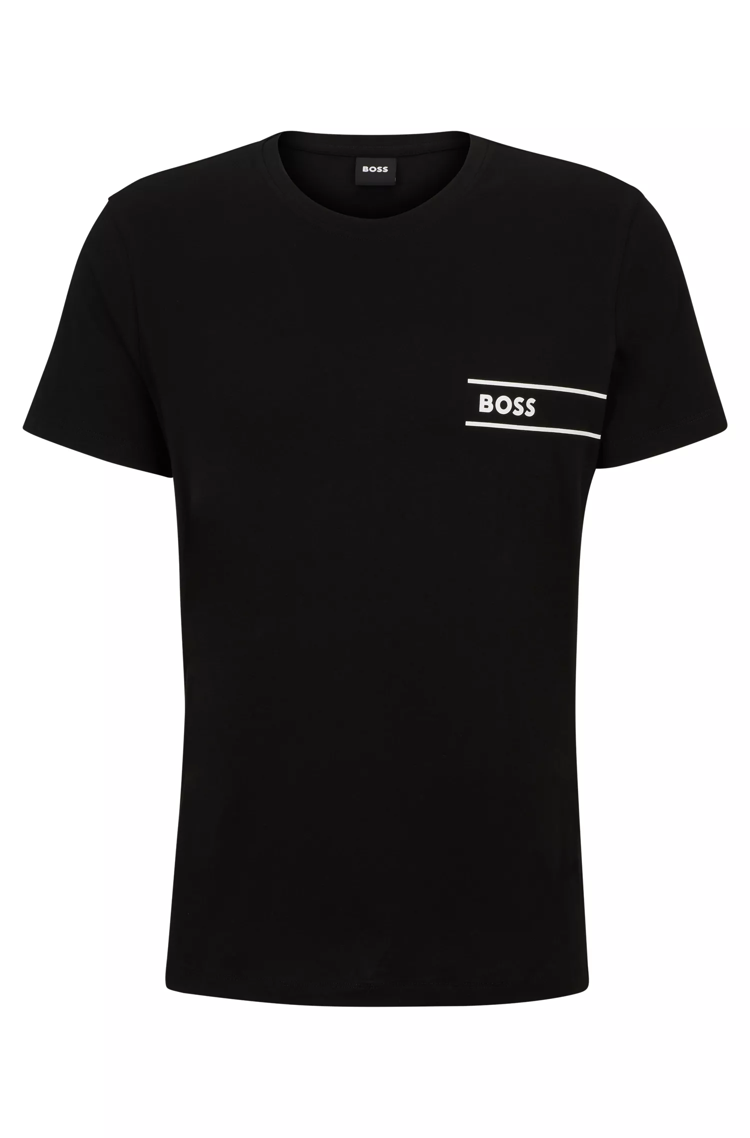 Camiseta de algodão orgânico preta da BOSS com estampa do logotipo