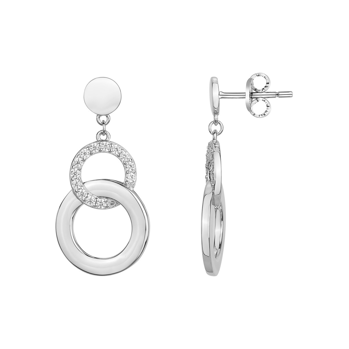 Boucles d'oreilles pendantes en Argent avec oxyde de zirconium blanc