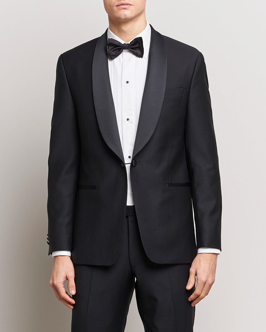 Oscar Jacobson Figaro Wool Tuxedo Blazer Black