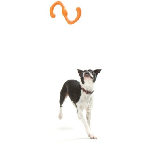 Brinquedo laranja em forma de S para cães
